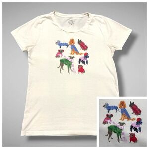 J Crew Collector Tee Womens SizeXS Winter Dogs‎ In Scarves T-Shirt Cotton